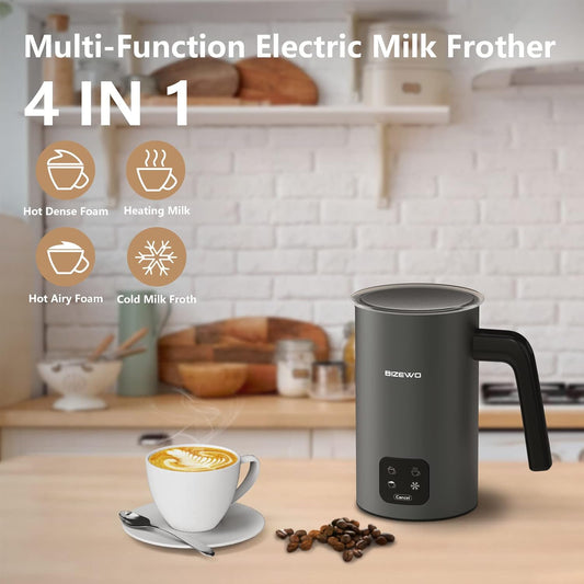 Kitchen Appliances BIZEWO Milk Frother Electric, Coffee Frother, Warm and Cold Milk Foamer, 4 IN 1 Automatic Milk Warmer Stainless Steel with Touch Screen, Frother for Coffee, Latte, Hot Chocolate