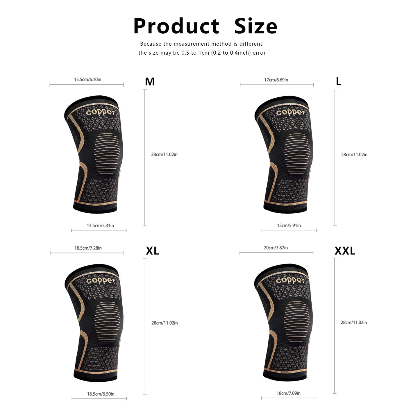 Health & Beauty COPPER 1 pair Knee Braces for Knee Pain, Knee Compression Sleeve for Men and Women, Knee Support for Meniscus Tear, Running, Arthritis, Joint Pain Relief（Support for TEMU self-pickup order shipping）