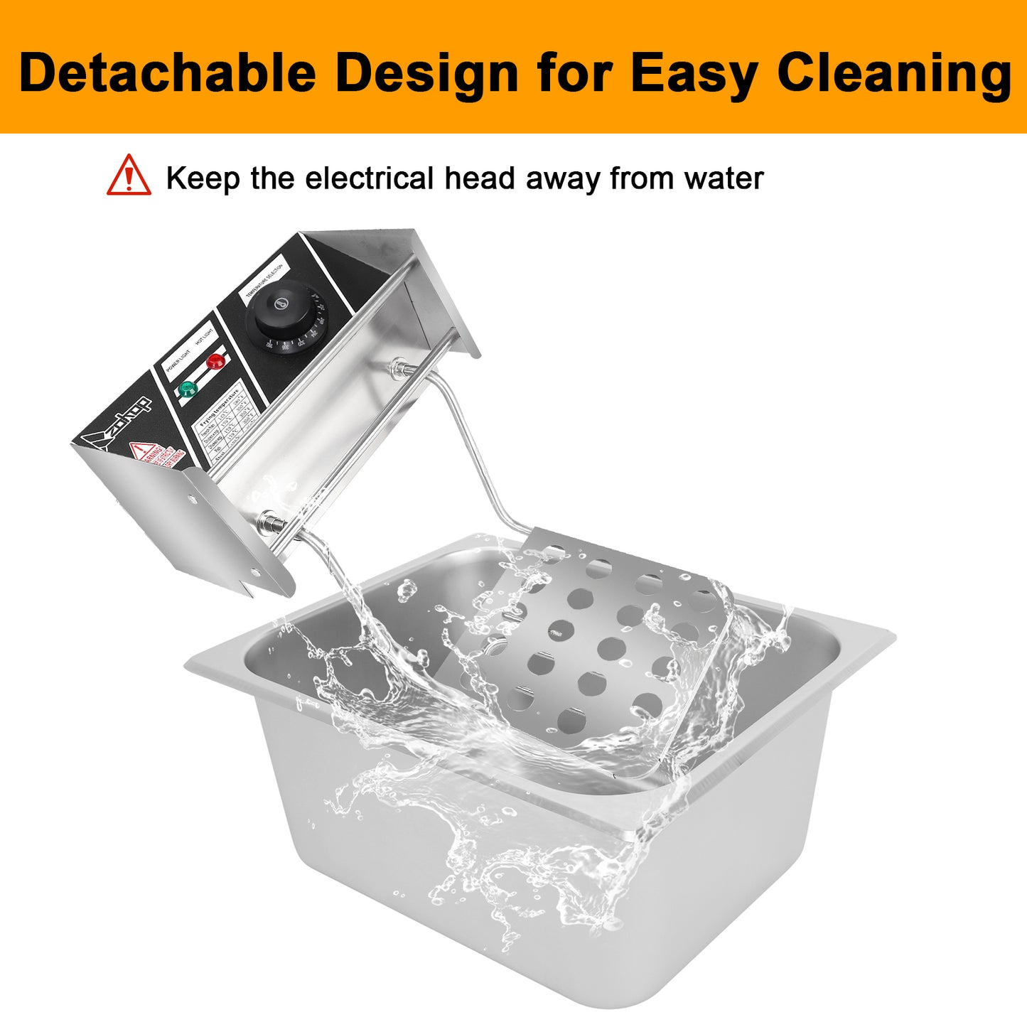 Kitchen Appliances 【Old Code：50481093】EH81 2500W MAX 110V 6.3QT/6L Stainless Steel Single Cylinder Electric Fryer US Plug