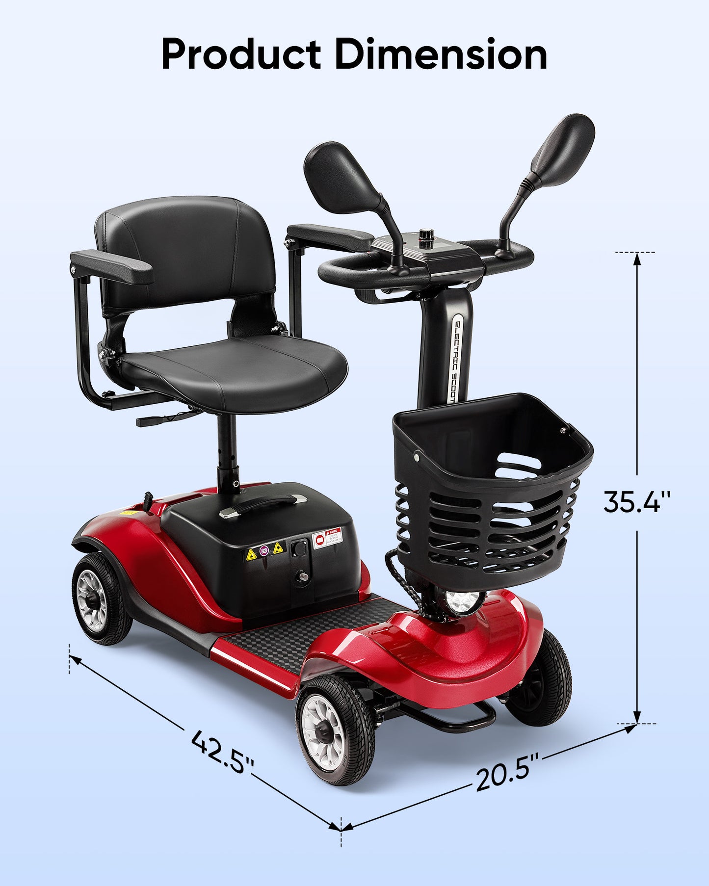 Ride and Slide Foldable Electric Mobility Scooter with Light and Basket – Compact 4-Wheel Travel Wheelchair for Easy Mobility and Perfect Christmas Gift