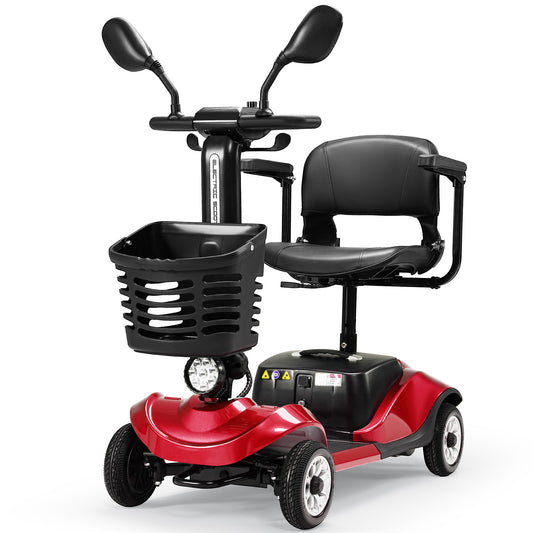 Ride and Slide Foldable Electric Mobility Scooter with Light and Basket – Compact 4-Wheel Travel Wheelchair for Easy Mobility and Perfect Christmas Gift