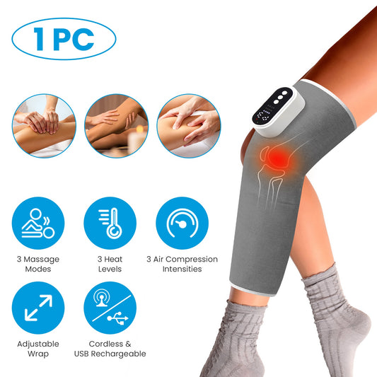 Health & Beauty Cordless Leg Massager Air Compression Massager with Heat Thigh Knee Calf Massager with 3 Modes Adjustable Wrap for Pain Relief