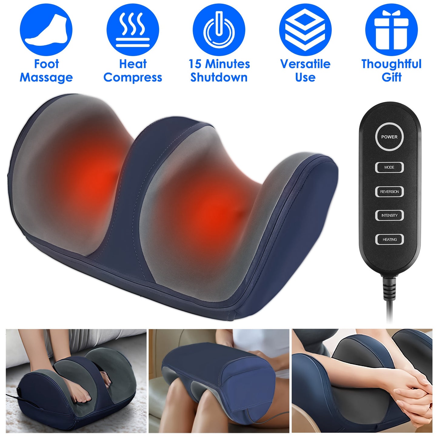 Health & Beauty Shiatsu Foot Massager with Heat Foot Calf Thigh Arm Massager Machine with 3 Modes 3 Intensity Levels Gifts for Mom Dad Lover