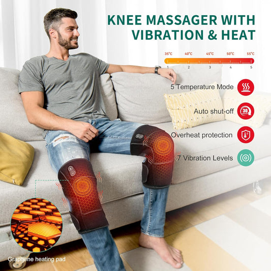 Health & Beauty Knee Heating Massager with Vibration, Wireless Heating Pad for Knees, Shoulders and Elbows, Relieves Deep Tissue Stress (Amazon Embargoed,FEDEX Shipping Support Pickup )