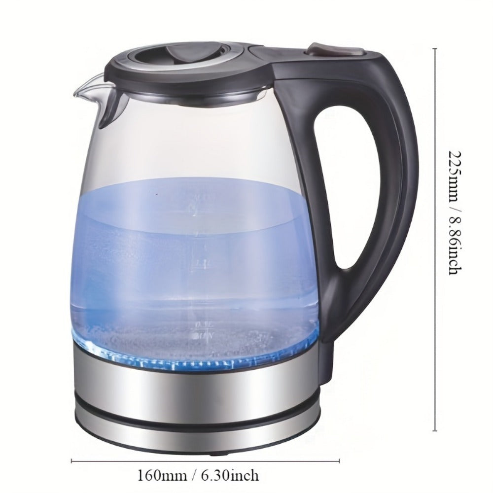 Kitchen Appliances Electric Kettle with Stainless Steel Filter and Inner Lid, 1200W Wide Opening 1.7L Glass Tea Kettle & Hot Water Boiler Black