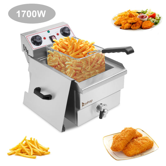 Kitchen Appliances 【Replace the old encoding 66757236】EH101V 8.5QT/8L Total Capacity 12.5qt/11.8l Stainless Steel Faucet Single Tank Deep Fryer 1700W Max (8L Large Fryer Blue / Large Handle)