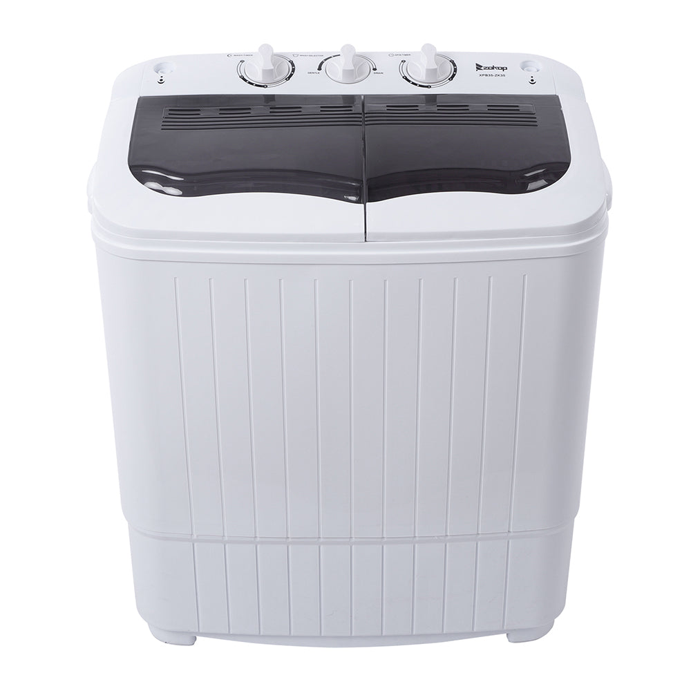 Household Appliances Compact Twin Tub with Built-in Drain Pump XPB35-188S 14.3(7.7 6.6)lbs Semi-automatic Gray Cover Washing Machine