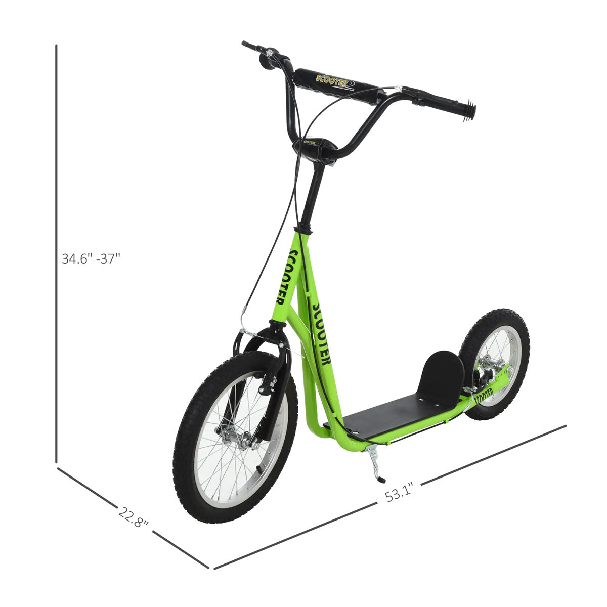 Ride and Slide youth scooter is equipped  Dual Brakes  - Green