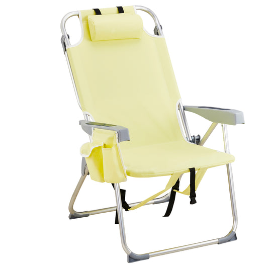 Outdoor, Recreational and Sports 63*70*99cm Heightened Oxford Cloth Silver White Aluminum Tube Bearing 100kg Beach Chair Yellow