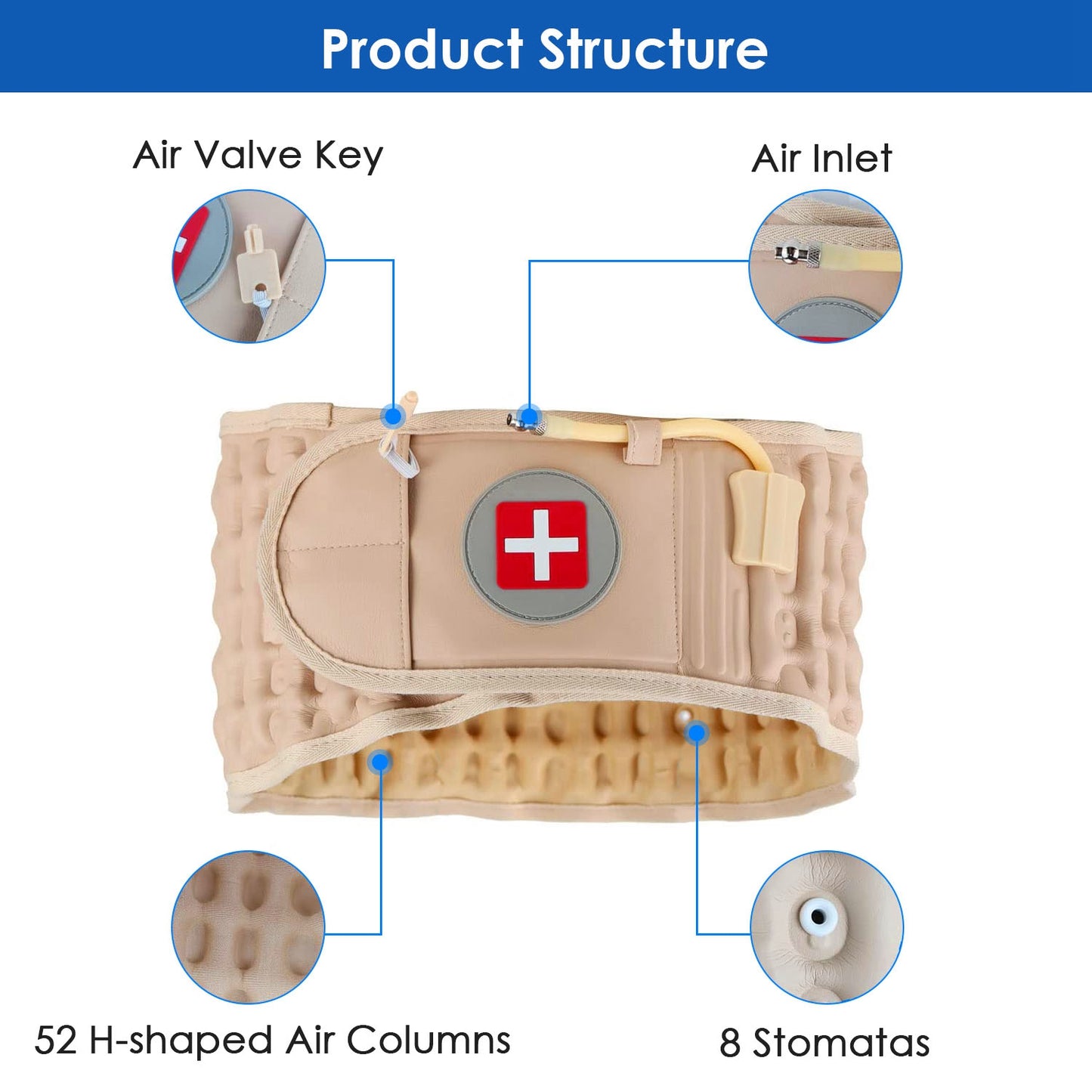 Health & Beauty Decompression Back Belt Lumbar Spine Support Lower Back Air Traction Device with Hand Pump Extension Pad for Men Women Pain Relief Fit For All Waist