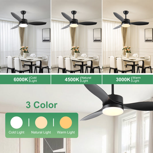 Household Appliances 52 inch Indoor/Outdoor Ceiling Fan with LED  Select Light Kit - Black