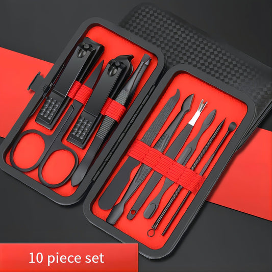 Health & Beauty 10-Piece Black Nail Clippers Kit with Travel Case – Professional Cuticle Nippers & Clippers, Complete Grooming Set for Home & Travel(Maybe YunExpress Logistics)