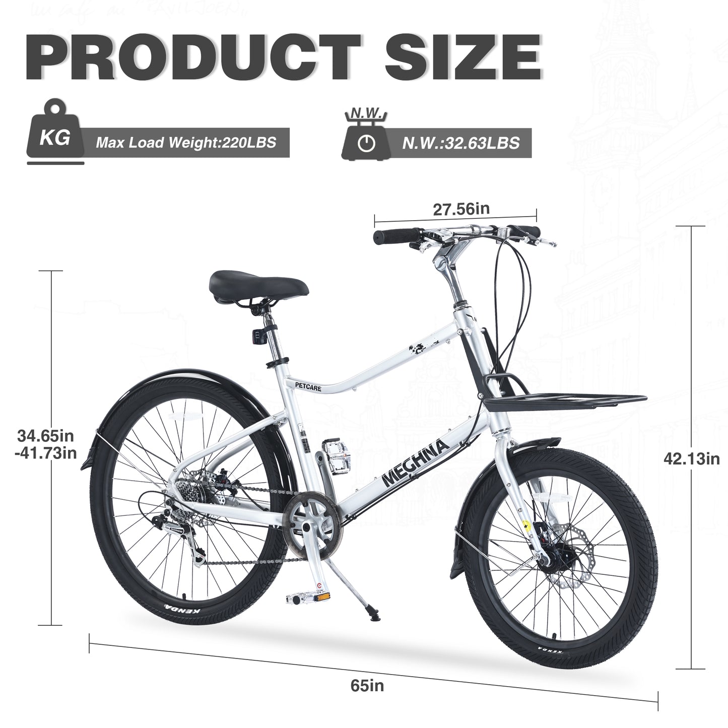 Ride and Slide 7 Speed, Aluminum Alloy Frame, Multiple Colors 26 Inch Bike,Cargo Bike for Women and Men