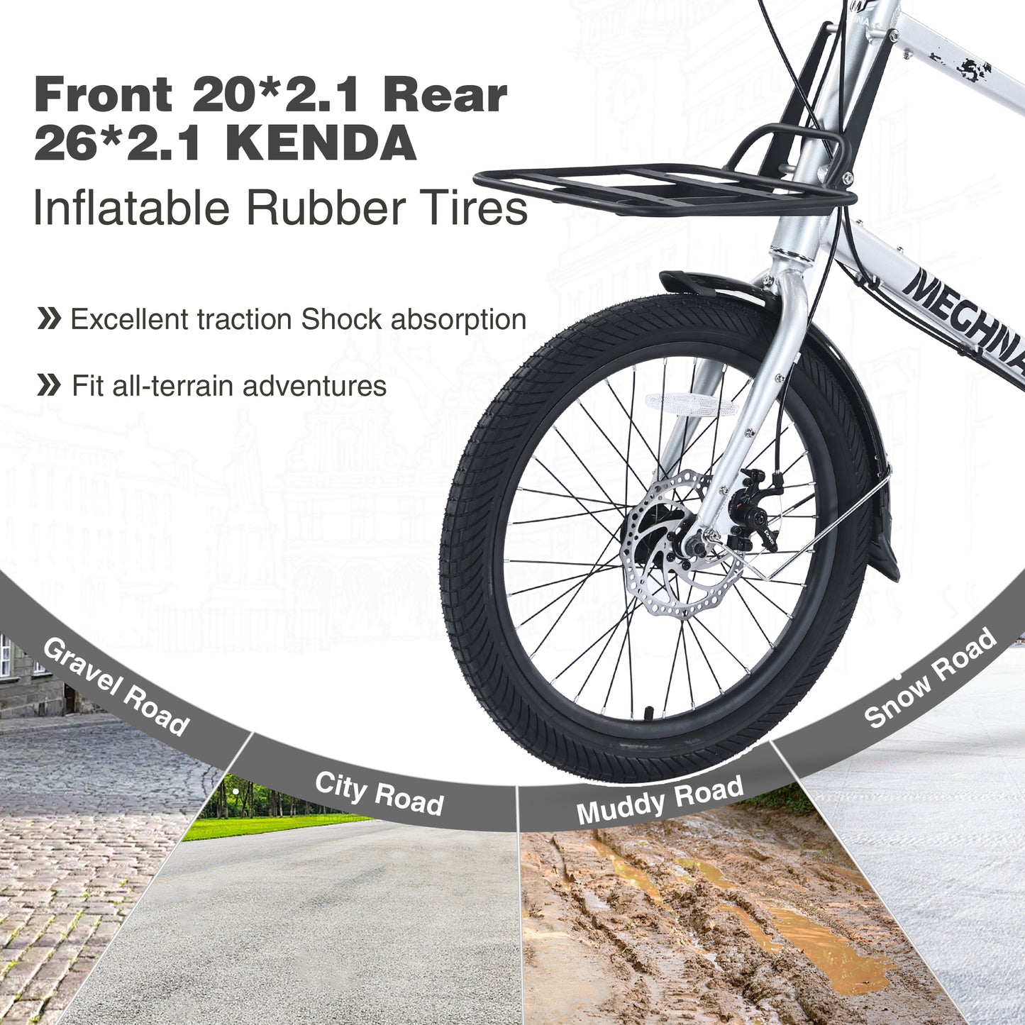 Ride and Slide 7 Speed, Aluminum Alloy Frame, Multiple Colors 26 Inch Bike,Cargo Bike for Women and Men