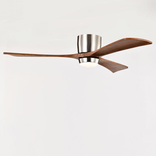 Household Appliances 52" Ceiling Fan with Lights Remote Control,Quiet DC Motor 3 Wood Blade Ceiling Fans 6 Speed Levels,Reversible Ceiling Fan, for Patio Living Room, Bedroom, Office,Indoor.(Stain nickel + Walnut )