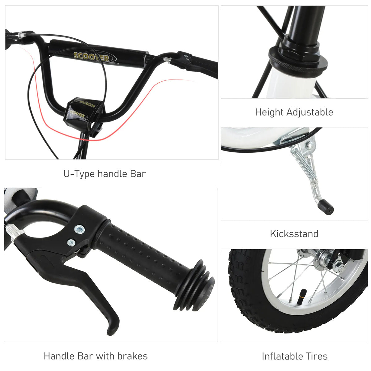 Ride and Slide 12-inch children's scooter with adjustable height. -  White