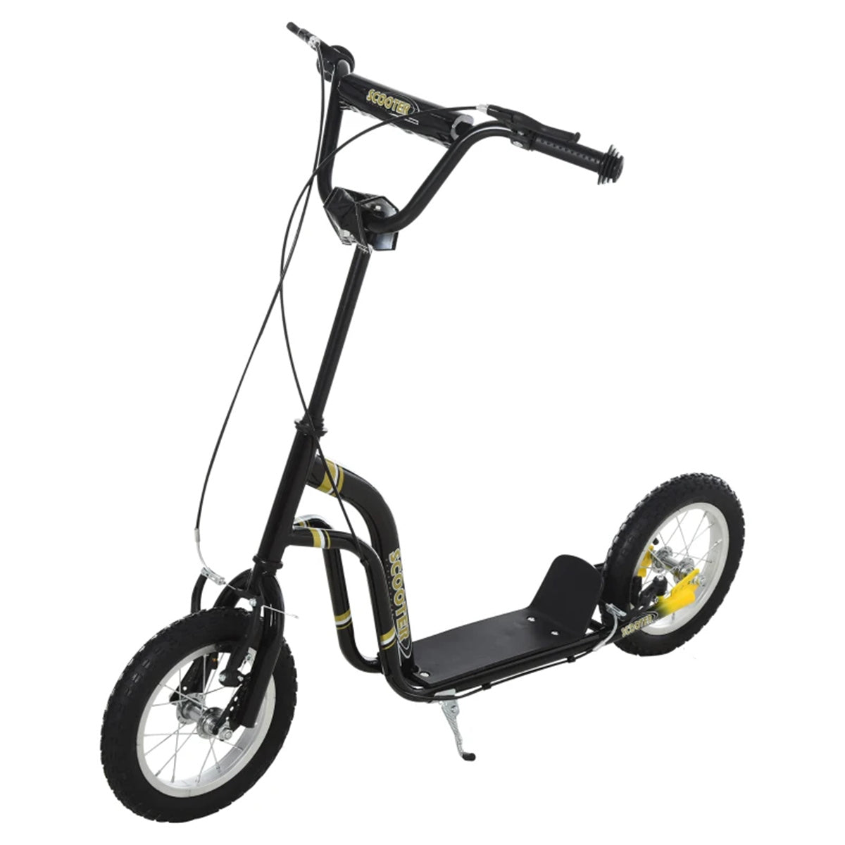 Ride and Slide 12-inch children's scooter with adjustable height. -  Black