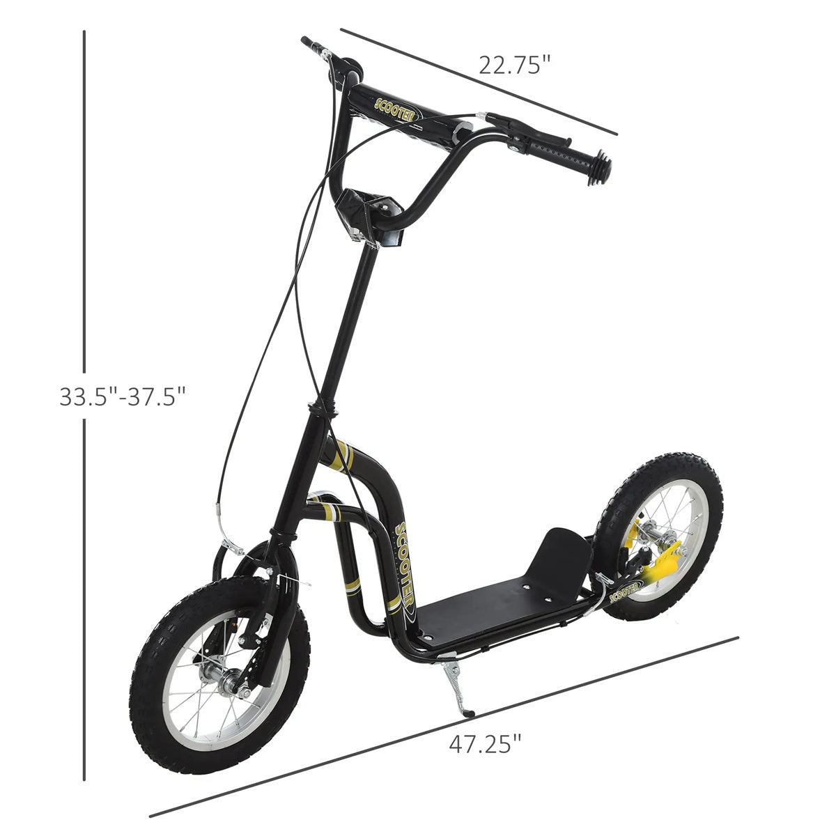 Ride and Slide 12-inch children's scooter with adjustable height. -  Black