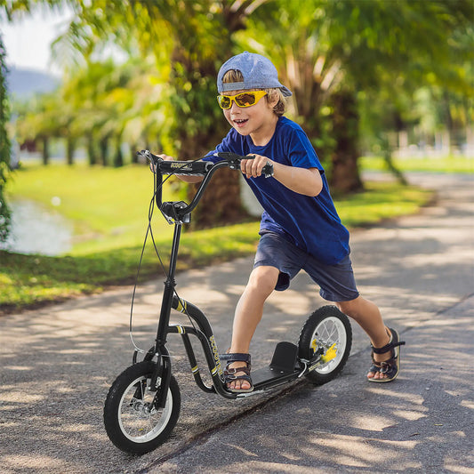 Ride and Slide 12-inch children's scooter with adjustable height. -  Black
