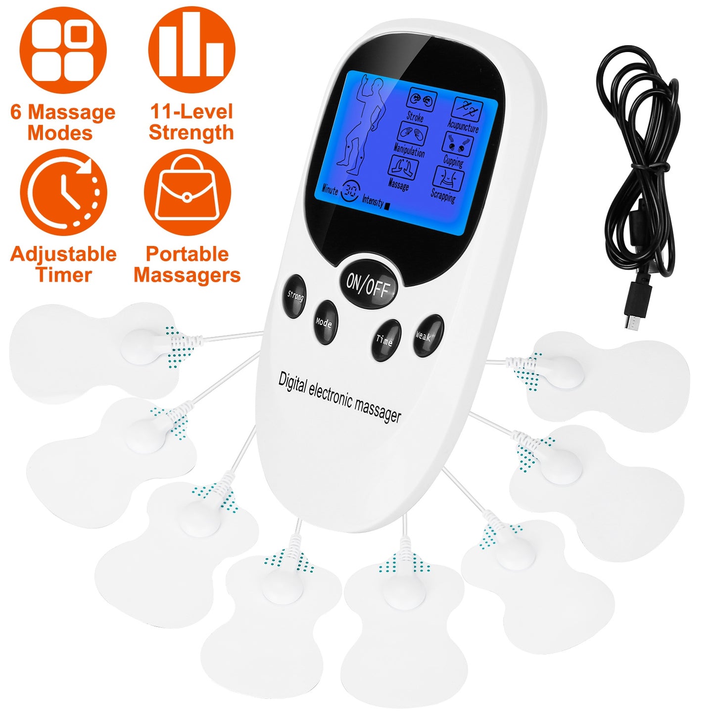 Health & Beauty Electric Muscle Stimulator Dual Channels Pulse Massager Pain Relief Therapy Tens Device with Electrode Pads Wires