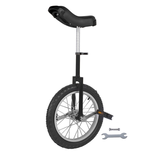 Ride and Slide Height Adjustable Unicycle, 16 Inch Wheel Monocycle for Balance Exercise, Easy Assembly Singe Wheel Cycle for Circus Performance, Outdoor Fitness (Black)