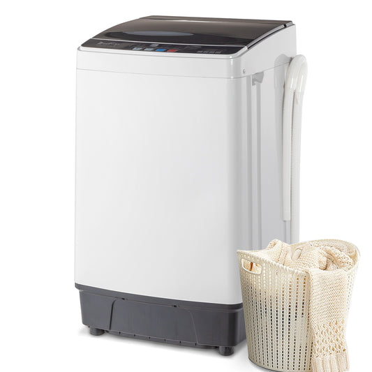 Household Appliances Full-Automatic Washing Machine Top Load Portable Compact Laundry Washer Spin with Drain Pump,10 programs 8 Water Level Selections with LED Display 17.8 Lbs Capacity, blac