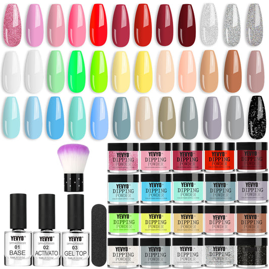 Health & Beauty Acrylic Nail Kit Dip Powder Nail Kit Starter, 20 Colors Fast Dry Powder Nail Dipping kit, with Base & Top Coat Activator Dip Nail Kit for French Nail Art Manicure DIY