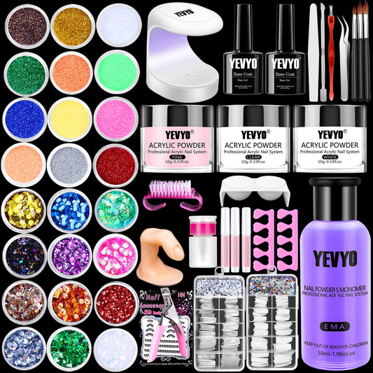 Health & Beauty Acrylic Nail Kit With Everything For Beginners, Professional Nail Starter Kit , 24 Color Glitter Acrylic Powder and Liquid Monomer Set, Nail Glitter And DIY Nail Art Tools