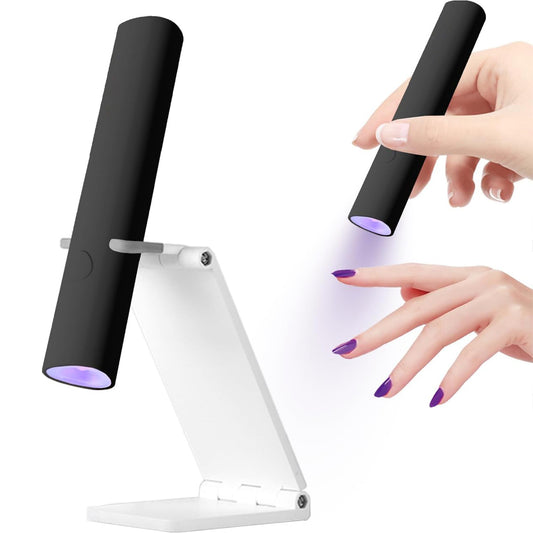 Health & Beauty UV Light for Gel Nails, Mini U V LED Nail Lamp Handheld with Stand, Portable Nail Dryer Rechargeable USB Cordless for Fast Drying, Black