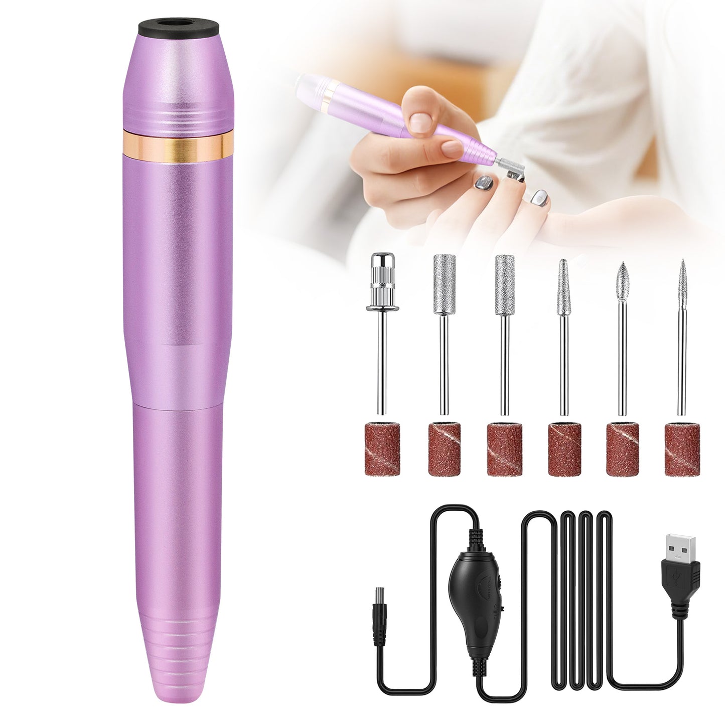 Health & Beauty Portable Electric Nail Drill, Professional Nail File Kit for Acrylic, Gel Nails, Manicure Pedicure with Nail Drill Bits Sanding Bands Rose gold