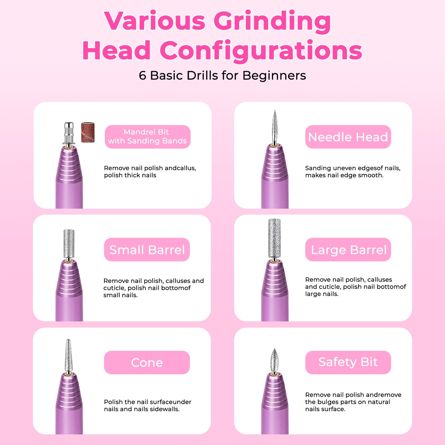 Health & Beauty Portable Electric Nail Drill, Professional Nail File Kit for Acrylic, Gel Nails, Manicure Pedicure with Nail Drill Bits Sanding Bands Rose gold