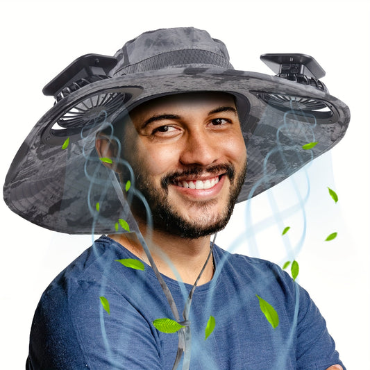 Outdoor, Recreational and Sports Ayamaya Solar Fan Sun Hat, Widen Brim Outdoor Fishing Men Hat With 2 Fans, Adjsutable 180°Rotating Fan Cooling UPF 50+ Hat