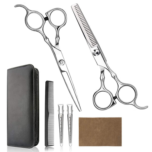 Health & Beauty Hair Cutting Scissors Set, 6 Inch Hairdressing Thinning Shears for Hair Cutting for Women, Men, Kids - Silver