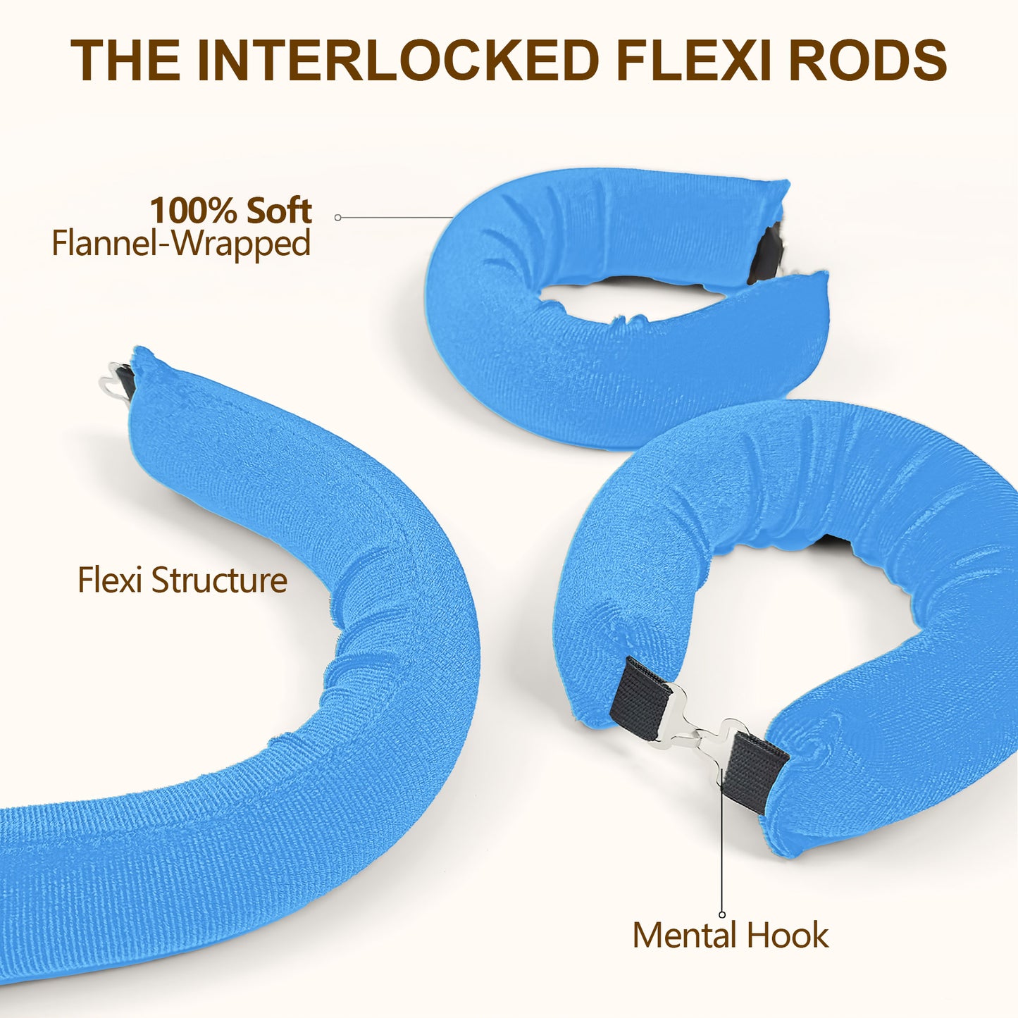 Health & Beauty Overnight Heatless Hair Curler, Heatless Curls Satin Flexi Rods with Hook, Versatile Curling Tool for All Hair Types - Blue