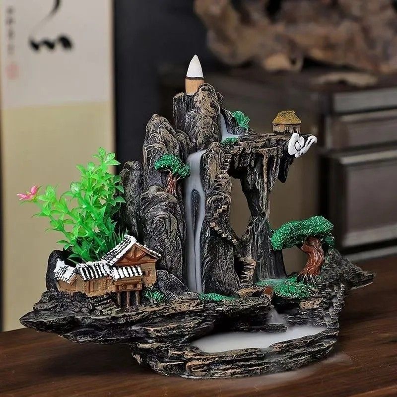Incense Holders Backflow incense rockery large oversized backflow incense burner deluxe version landscape ornament pure natural circulation base simulation