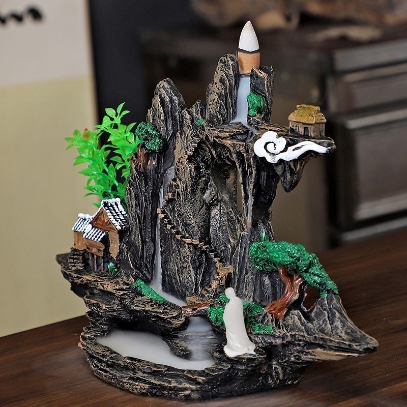 Incense Holders Backflow incense rockery large oversized backflow incense burner deluxe version landscape ornament pure natural circulation base simulation