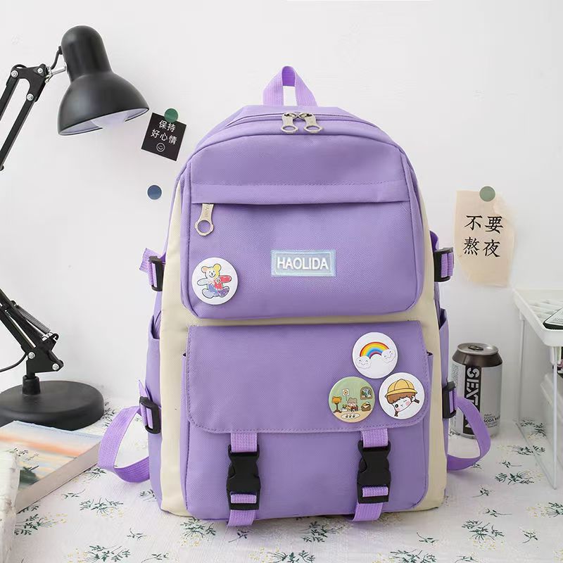 Four-piece portable backpack wholesale five-piece backpack printed LOGO Harajuku set student schoolbag