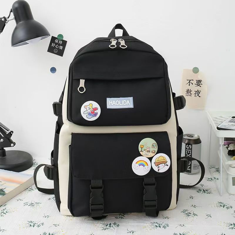Four-piece portable backpack wholesale five-piece backpack printed LOGO Harajuku set student schoolbag