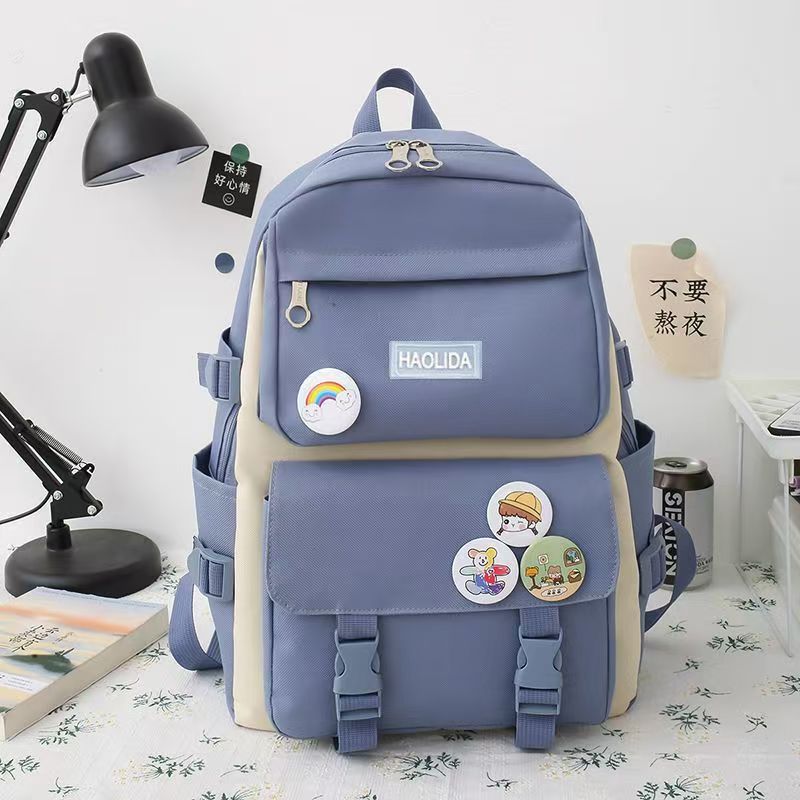 Four-piece portable backpack wholesale five-piece backpack printed LOGO Harajuku set student schoolbag