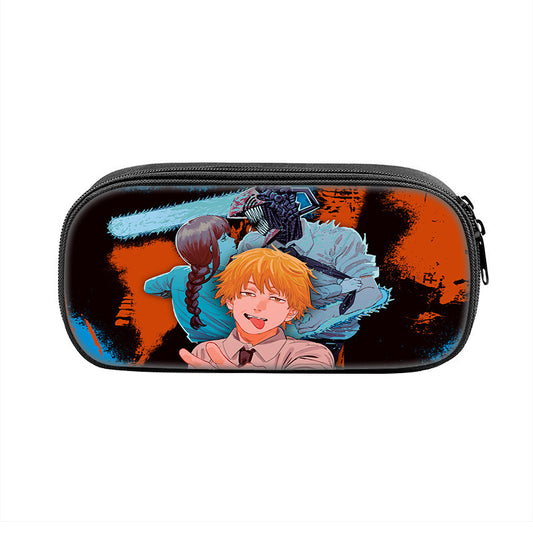 Anime Chainsaw Man Peripheral Children's Pencil Bag Chainsaw Man Student Storage Stationery Case, Printed Pencil Bag