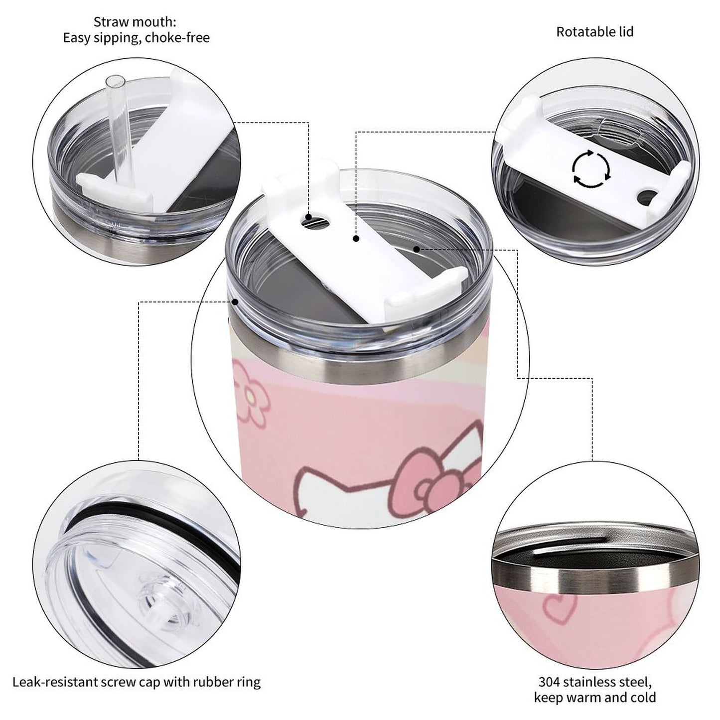 Cup Hello Kitty in Charming, Pink - Themed Kawaii Style Cute and Whimsical Sanrio Ice King Cup