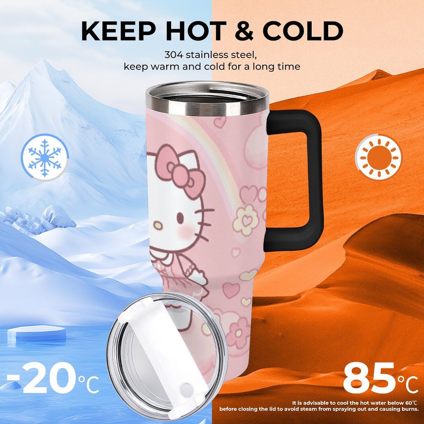 Cup Hello Kitty in Charming, Pink - Themed Kawaii Style Cute and Whimsical Sanrio Ice King Cup