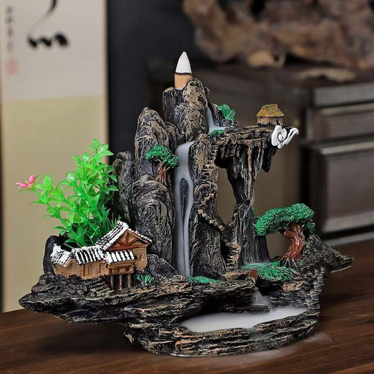Incense Holders Backflow incense rockery large oversized backflow incense burner deluxe version landscape ornament pure natural circulation base simulation